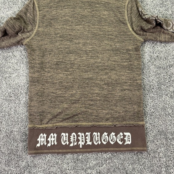 Miss Me Sweatshirt Womens Medium Brown MM Unplugged Rhinestone Wings Hooded - Picture 8 of 11